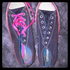 Pink and blue converse